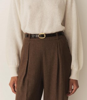 DÔEN Belts, Hats & Gloves | Women Avi Slim Belt Brown Faux Croc