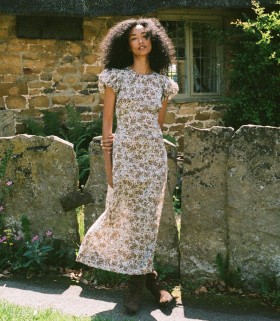 DÔEN Dresses | Women Rhodia Dress Blanc Narcissus Floral