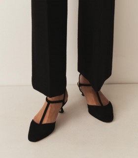 DÔEN Shoes | Women Tabitha T-Strap Heel Black Suede