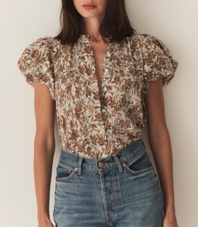 DÔEN Tops | Women Millie Top Blanc Narcissus Floral