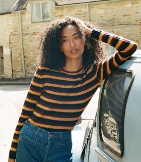 DÔEN Malhas | Suéter de cashmere Hyeres feminino listrado Carrington