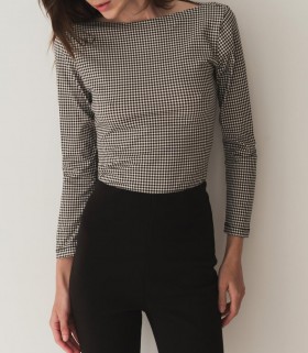  DÔEN Tees | Maglietta Paulette da donna Noir La Maddalena Gingham