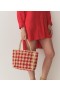  Bolsos DÔEN | Bolso Mathilde Petite para mujer, de rafia a cuadros rojos