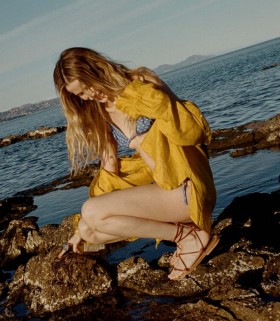  DÔEN Tops | Top de lino Hava para mujer, girasol