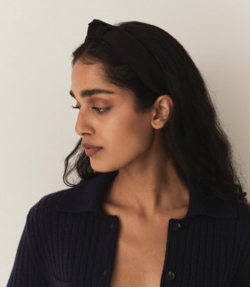 DÔEN Hårtilbehør | Dame Blanche Knyttet Pandebånd Sort Grosgrain