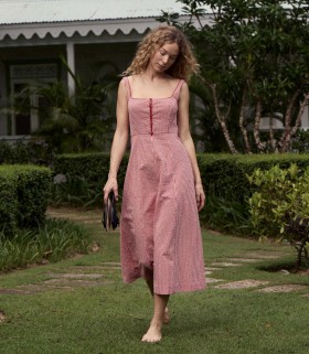  DÔEN Jurken | Dames Delaney Jurk Rouge La Maddalena Gingham