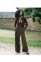  Pantalons et shorts DÔEN | Pantalon Lawrence marron à chevrons pour femme