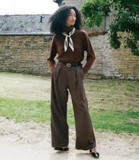  Pantalons et shorts DÔEN | Pantalon Lawrence marron à chevrons pour femme