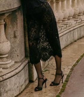  Chaussures DÔEN | Talons hauts Arianna pour femme, maille noire à pois