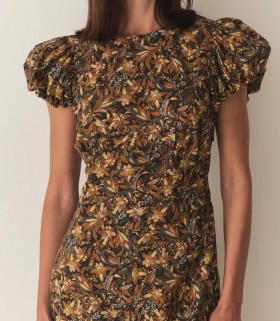  DÔEN Kleider | Damen Rhodia Kleid Noir Narcissus Floral